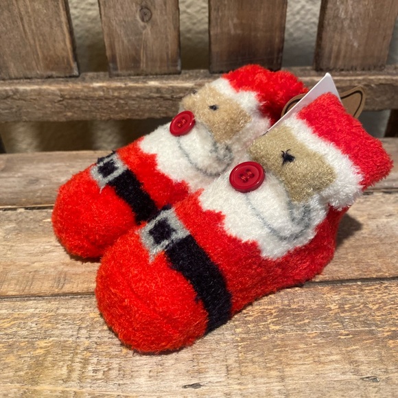 Mud Pie Santa Claus Socks 0-12 Months, Chenille Christmas Socks, Baby Socks - Picture 9 of 13
